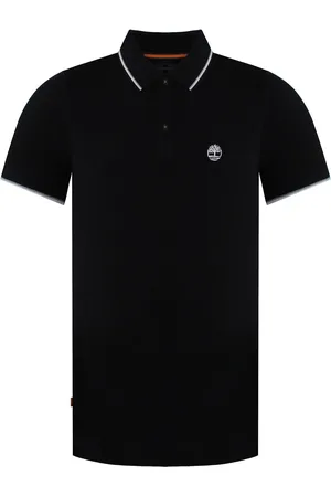 Timberland – Schwarzes Poloshirt mit Piqué-Streifen für Herren