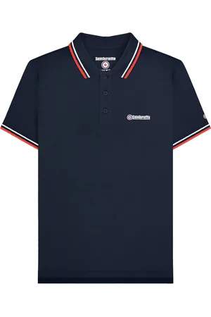 Lambretta "SS25" Poloshirt für Herren (Dunkel-Marineblau/Weiß/Rot)