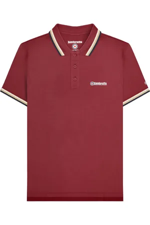 Lambretta Poloshirt für Herren (Burgunderrot/Cremefarbe/Marineblau)