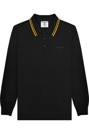 Lambretta Poloshirt Mit kontrastfarbenen Streifen für Herren Langärmlig ( /Gold)