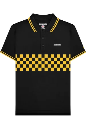 Lambretta "SS25" Poloshirt Mit kontrastfarbenen Streifen für Herren ( /Gold)