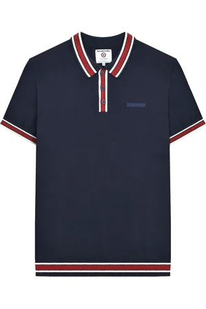 Lambretta "Valero" Poloshirt Mit kontrastfarbenen Streifen für Herren kurzärmlig (Marineblau)