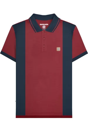 Lambretta "SS24" Poloshirt für Herren (Burgunderrot/Marineblau)