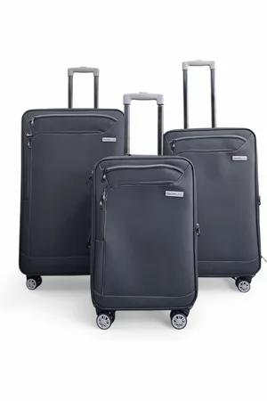 Infinity Leichtes schwarzes Softshell-Reisekoffer-Set mit 8 Rädern