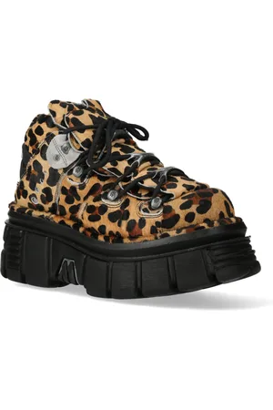 New Rock M-106-C192 Gothic-Stiefeletten aus Leder in Leoparden-Braun