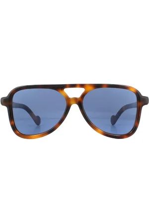 Moncler Lunettes De Soleil ML0140 52x Sombre Havana Bleu Miroir