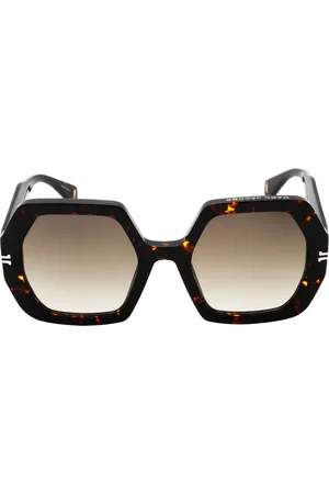 Marc Jacobs Braune Havana-Sonnenbrille mit dickem Rahmen und Verlaufsglas
