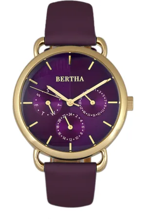 Bertha Montre à bracelet en cuir Gwen avec jour/date