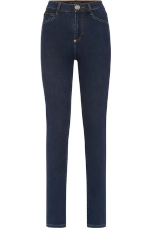 Philipp Plein Denim High Waist Jegging Trousers Hexagon