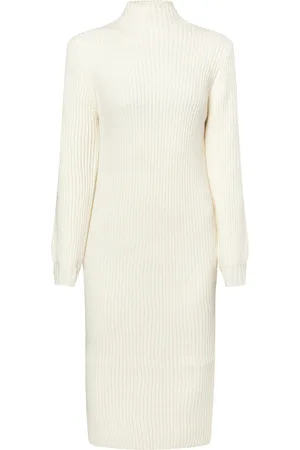 Dreimaster Strickkleid Damen Wollweiß