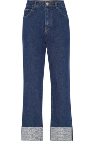Philipp Plein Denim Trousers Loose Fit Cufffed Monogram