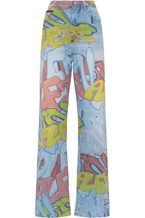 Philipp Plein Wide-Leg-Jeans Bombing Graffiti