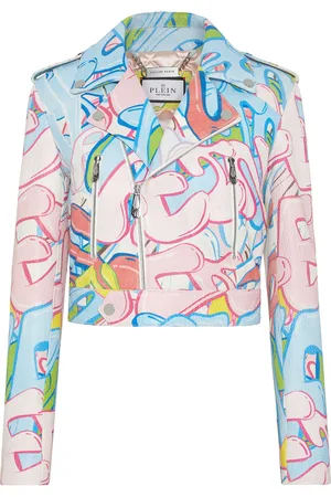 Philipp Plein Lederjacke Bombing Graffiti