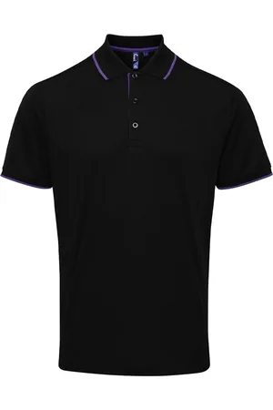 Premier Mens Coolchecker Contrast Pique Polo Shirt ( /Lila)