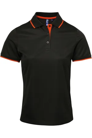Premier Womens/Ladies Contrast Coolchecker Polo Shirt ( /Orange)