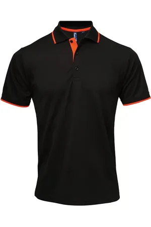 Premier Mens Coolchecker Contrast Pique Polo Shirt ( /Orange)
