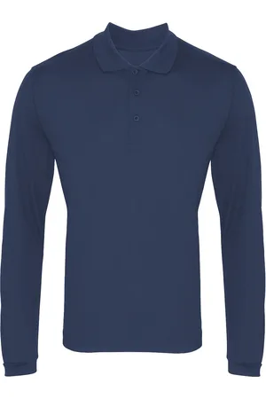 Premier Mens Langarm Coolchecker Pique Polo Shirt