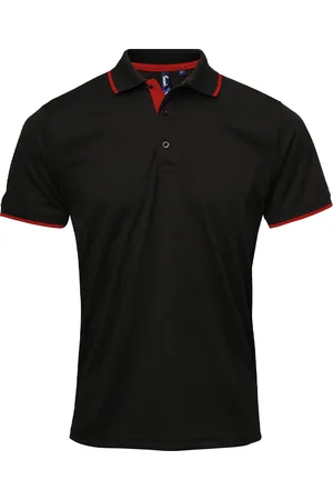 Premier Mens Coolchecker Contrast Pique Polo Shirt ( /Rot)