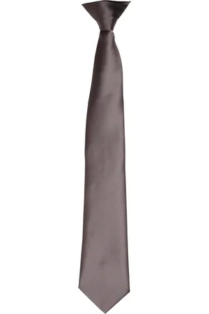 Premier Colours Herren Satin-Clip-Krawatte (Dunkelgrau)