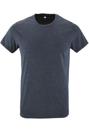 Sols Herren Regent Slim Fit T-Shirt mit kurzen Ärmeln (Heather Denim)