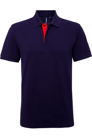Asquith Herren Classic Fit Kontrast-Poloshirt (Navy/ Rot)