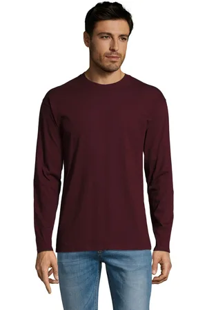 Sols Herren Monarch Langarm T-Shirt (Oxblood)