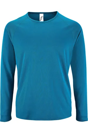 Sols Mens Sporty Langarm Performance T-Shirt (Aqua)