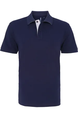 Asquith Herren Classic Fit Kontrast-Poloshirt (Navy/ Weiß)