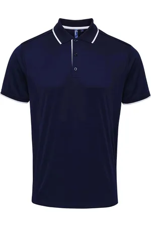 Premier Mens Coolchecker Kontrast Pique Polo Shirt ( /Weiß)