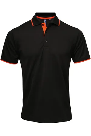 Premier Mens Contrast Coolchecker Polo Shirt ( /Orange)