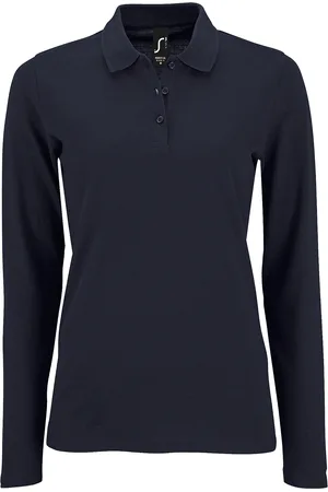 Sols Womens/Ladies Perfect Long Sleeve Pique Polo Shirt (French Navy)