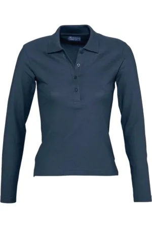 Sols Damen/Damen Podium Langarm-Piqué-Poloshirt aus Baumwolle (Denim)