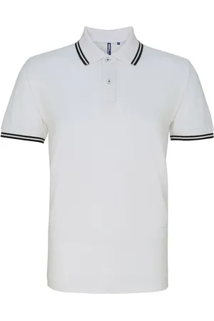 Asquith Herren Classic Fit Tipped Polo Shirt (Weiß/Schwarz)
