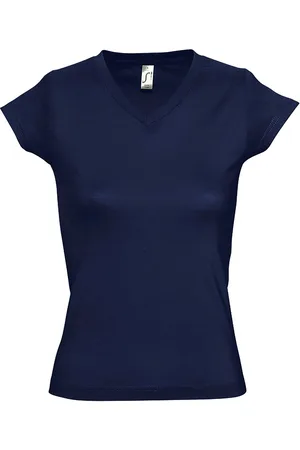 Sols Womens/Ladies Moon V Neck Kurzarm T-Shirt (French Navy)