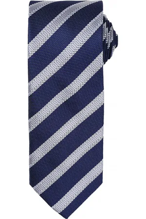 Premier Mens Waffle Stripe Formal Business Krawatte (Navy/Silver)