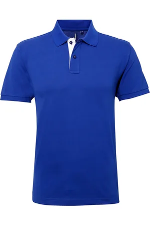 Asquith Herren Classic Fit Kontrast-Poloshirt (Royal/ Weiß)
