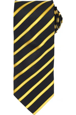 Premier Mens Sports Streifenmuster Formal Arbeit Krawatte (Schwarz / Gold)
