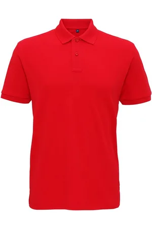 Asquith Herren-Super-Glattstrick-Poloshirt (kirschrot)