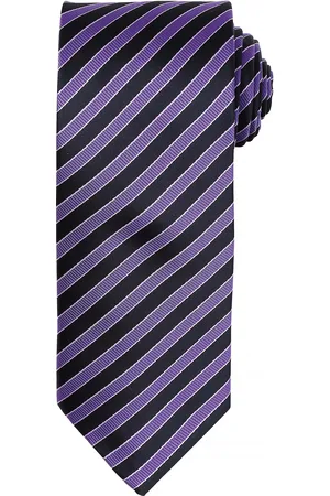 Premier Mens Double Stripe Pattern Formal Business Tie (Rich Violet/Schwarz)