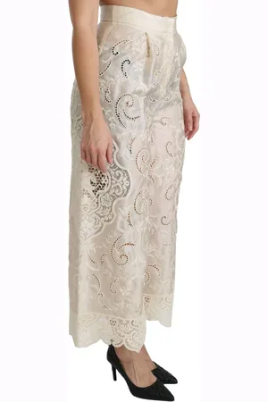 Dolce & Gabbana Bestickte Culottes mit Blumenmuster Weiss