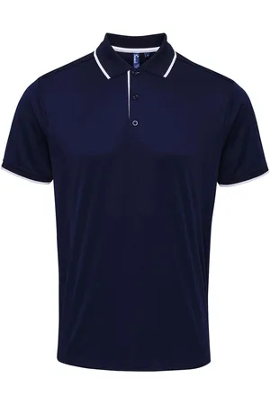 Premier Mens Contrast Coolchecker Polo Shirt ( /Weiß)
