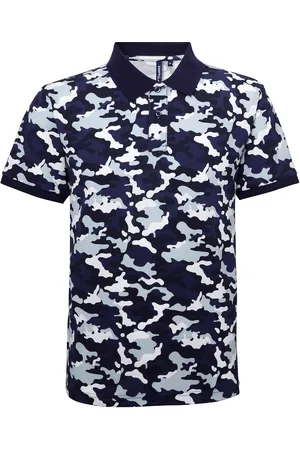 Asquith Herren Kurzarm-Poloshirt mit Tarnmuster (Tarnmuster blau)
