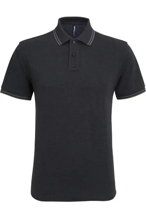Asquith Herren Classic Fit Tipped Polo Shirt (Schwarzes Heidekraut/Charcoal)