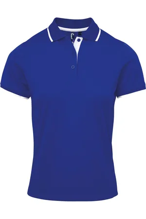 Premier Damen/Damen Kontrast-Coolchecker-Poloshirt (Royal/Weiß)