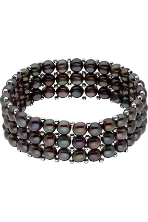 Diadema Armband - Echte Süßwasserperlen - Schwarzer Tahitian Style