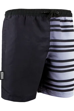 Guggen Mountain Herren Badehose mit Muster Streifen Weiß Schwarz