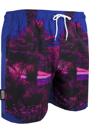 Guggen Mountain Herren Badehose mit Palmen Muster Pink