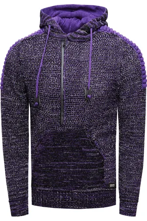 Rusty Neal 1/2 Zip Grobstrick Kontrast Kapuzen-Pullover