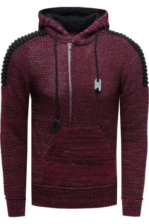 Rusty Neal 1/2 Zip Grobstrick Kontrast Kapuzen-Pullover