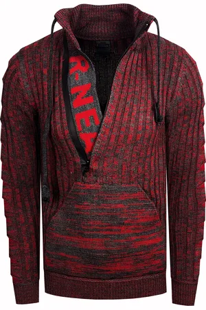 Rusty Neal 1/2 Zip Grobstrick Stehkragen-Pullover